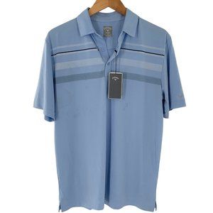 NEW Callaway Chambray Blue Striped Jersey Polo Shirt Size Medium AS-IS